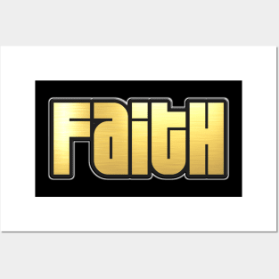 Shiny black and Gold FAITH word ver4 Posters and Art